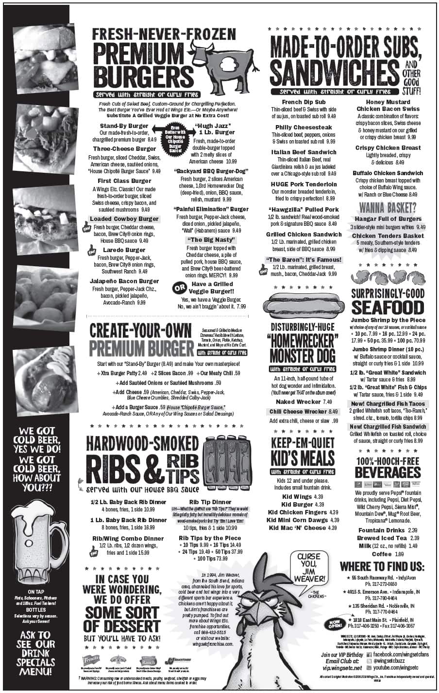 Menu at Wings Etc. pub & bar, Indianapolis, 55 S Raceway Rd 800