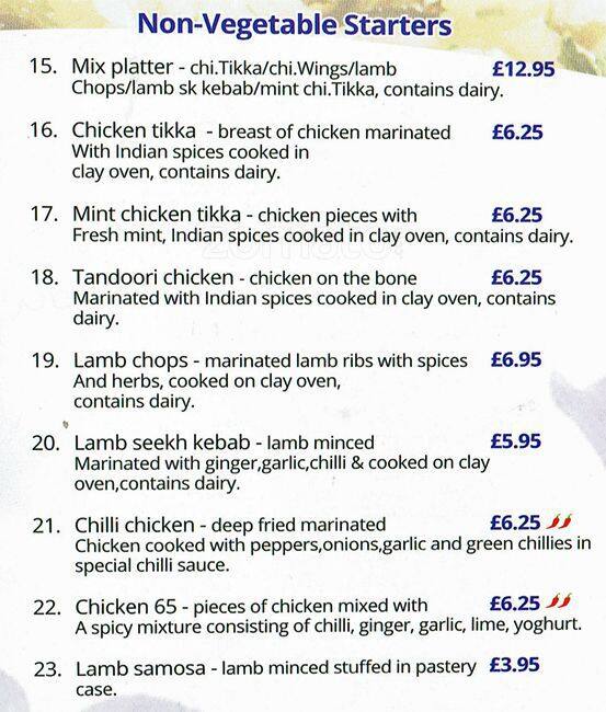 Menu at Blue Orchid Restaurant and Bar, Northolt, 500 Ruislip Rd