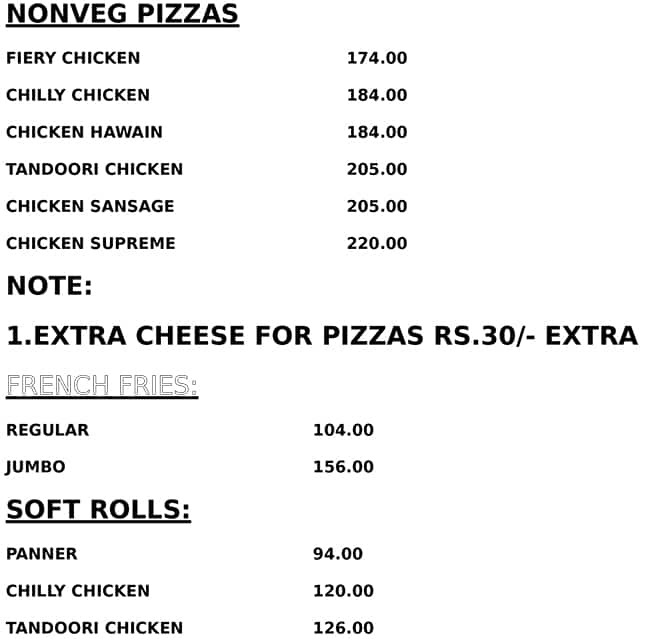 Menu at Red Cherry Bakers & Restaurant, Visakhapatnam, Gajuwaka