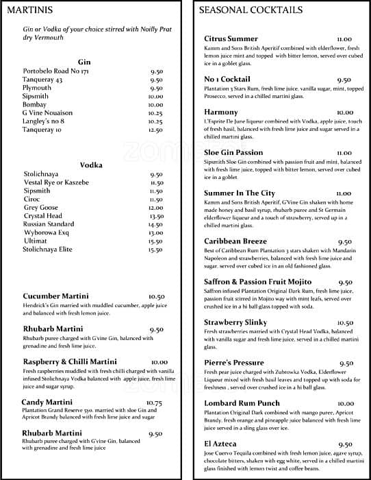 Menu at Dome pub & bar, London, 4 St. Paul's Churchyard