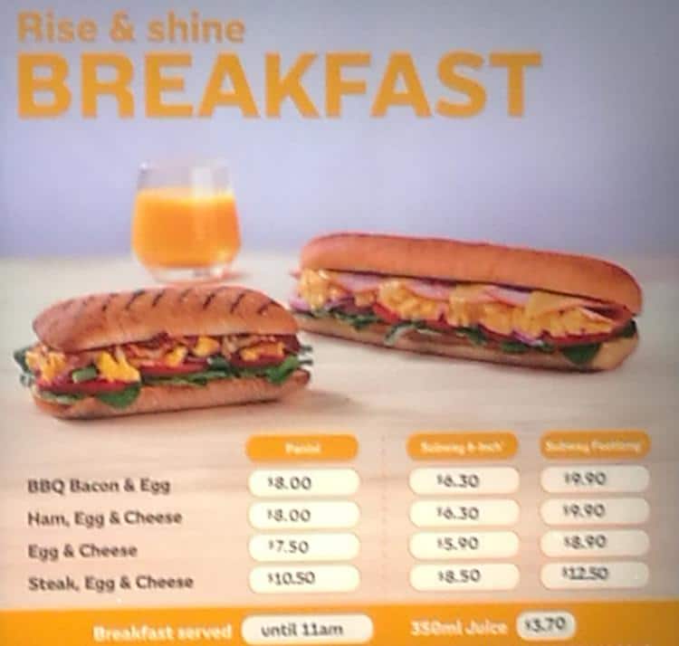 Subway Menu, Menu for Subway, Hobson Highway, Auckland image regarding Printable Subway Menu identified as Subway Menu, Menu for Subway, Hobson Road, Auckland