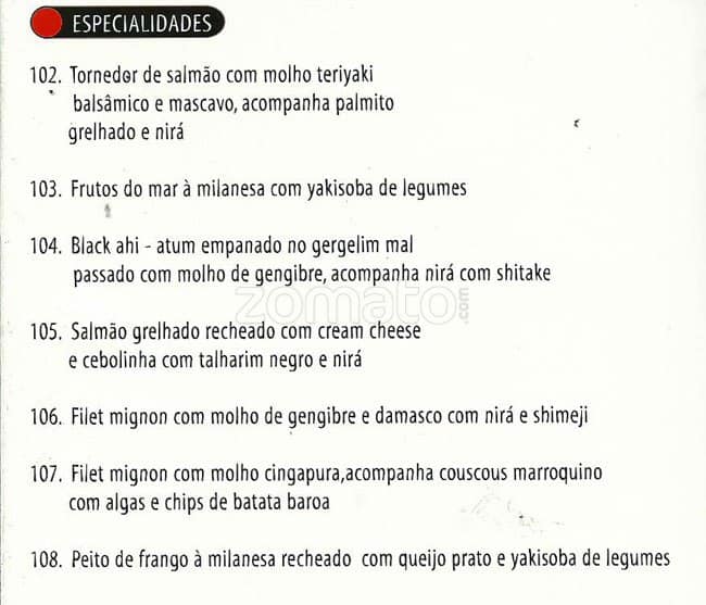 Origami - (Shopping da Gávea) cardápio