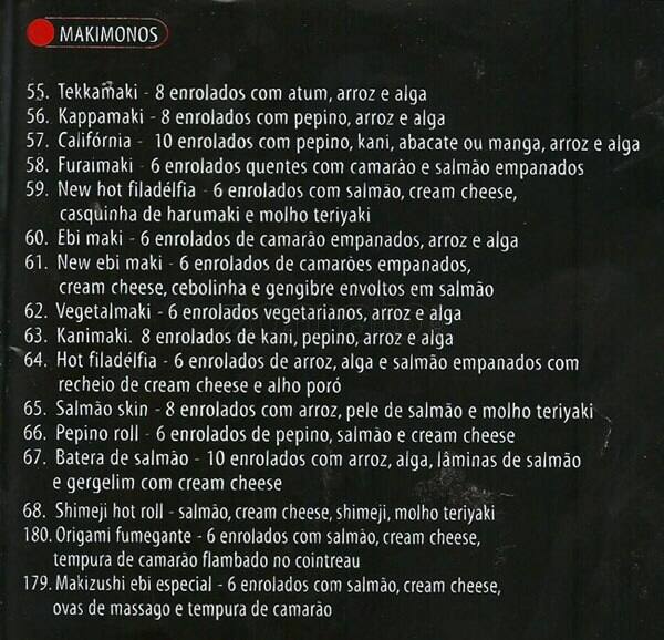 Origami - (Shopping da Gávea) cardápio