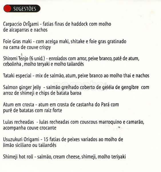 Origami - (Shopping da Gávea) cardápio