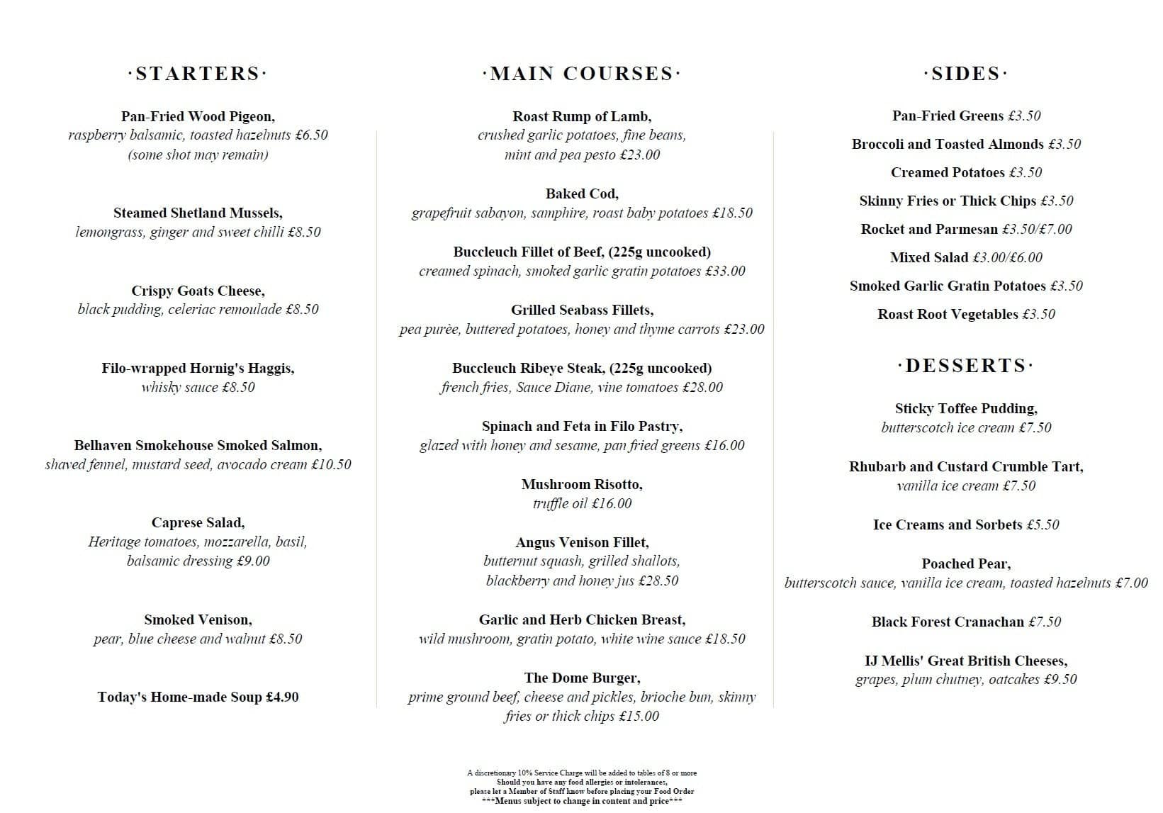 casino nb restaurant menu