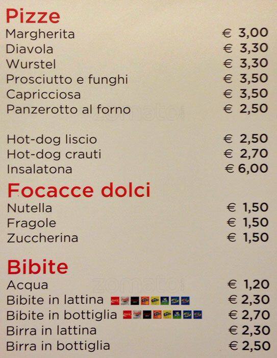 Menu di Focacceria ligure 
