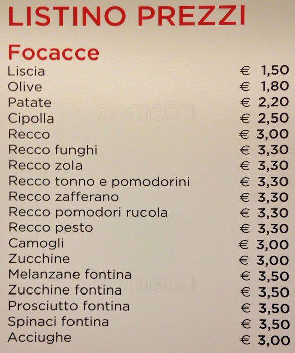 Menu di Focacceria ligure 