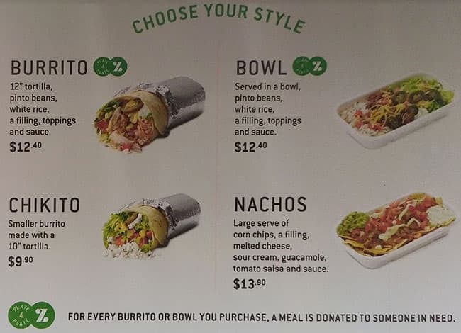 Zambrero Nundah menu