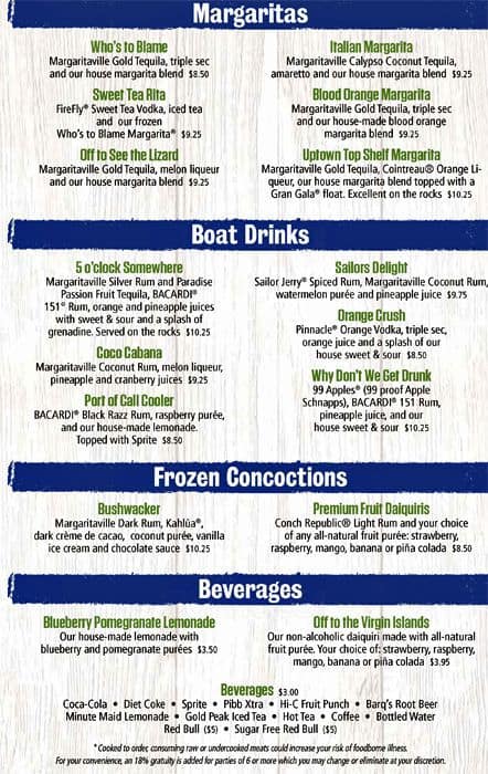 5 o'clock somewhere bar and grill menu