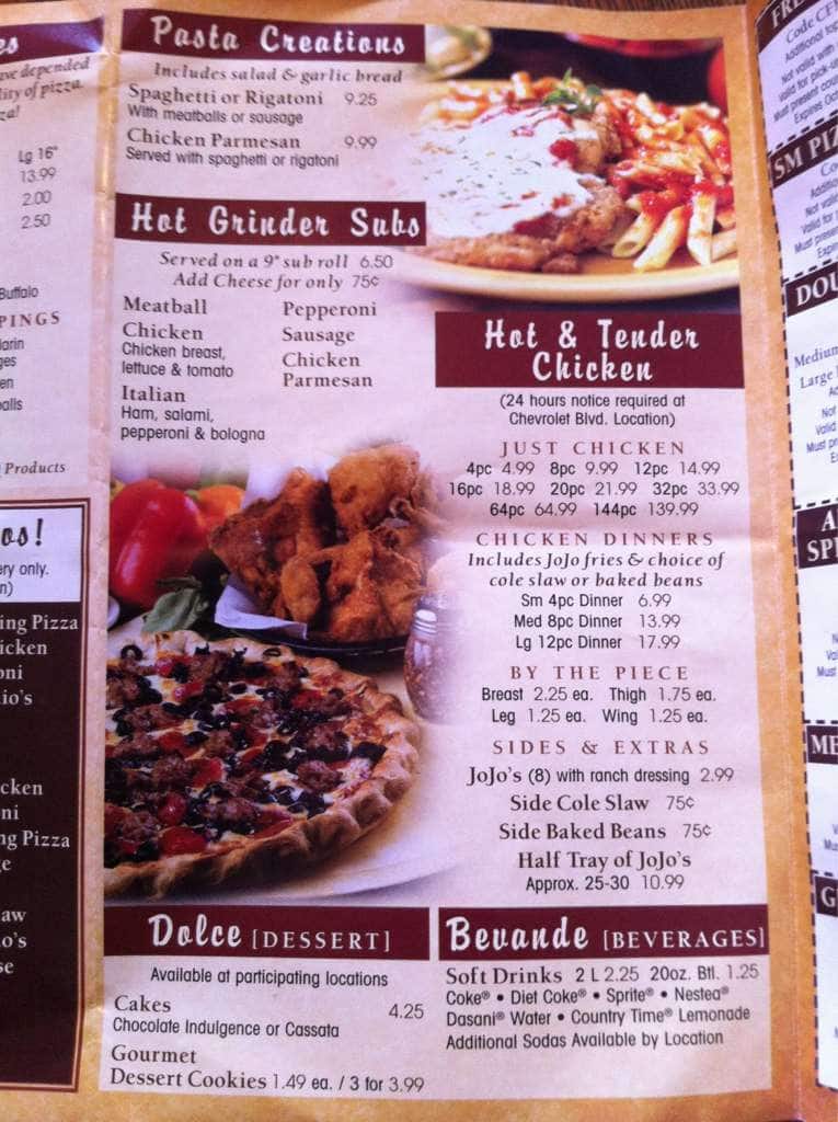 Menu at Antonios Pizza pizzeria, Parma, Chevrolet Blvd