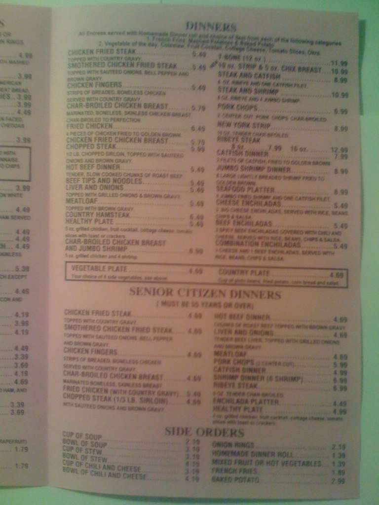 Menu at Woodbridge restaurant, Oklahoma City, NW 39th St