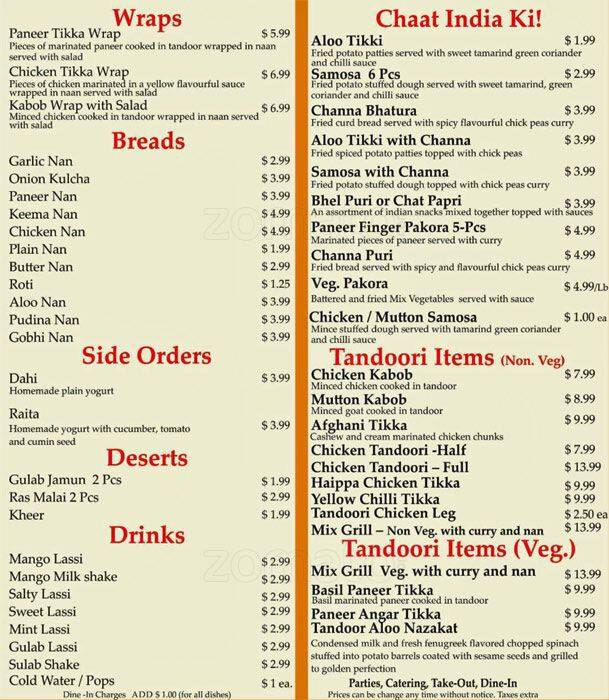 Yellow Chilli Menu, Menu for Yellow Chilli, Brampton, Toronto