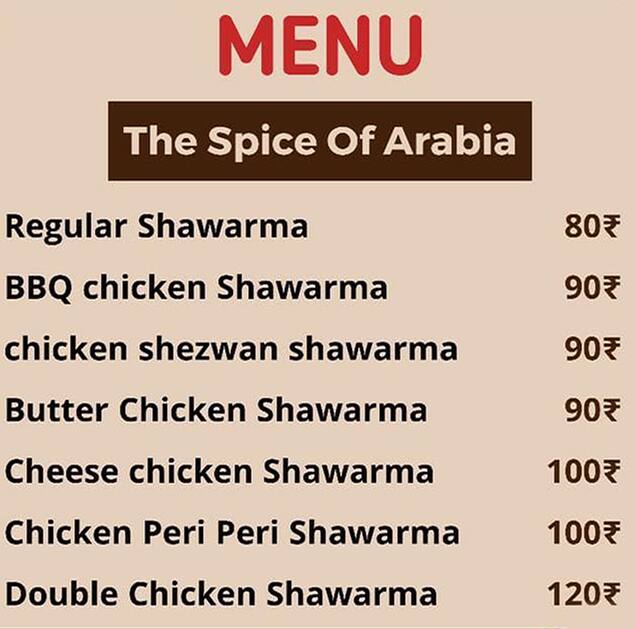 Menu of Shawarma King's, Dhankawadi, Pune