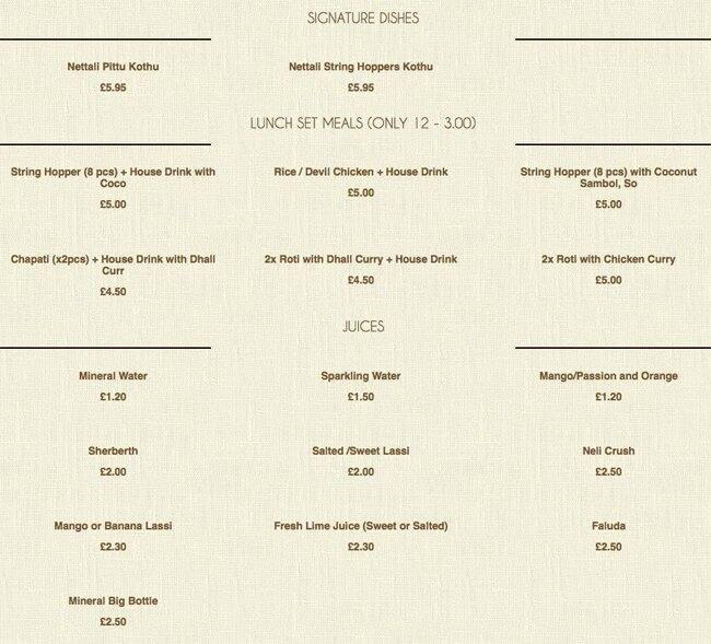 Eastern Fire menu