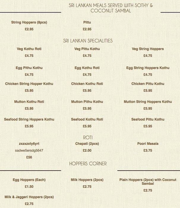 Eastern Fire menu