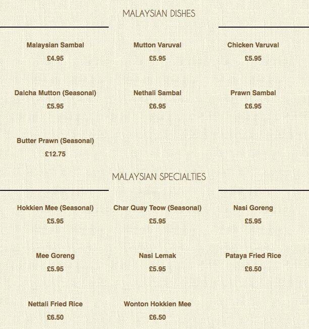 Eastern Fire menu