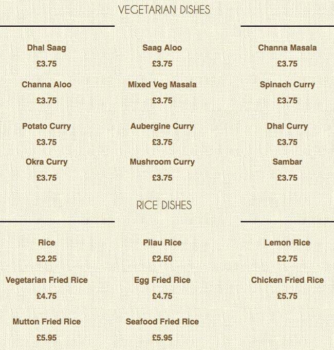 Eastern Fire menu