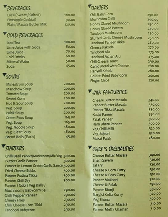 Amrapali menu