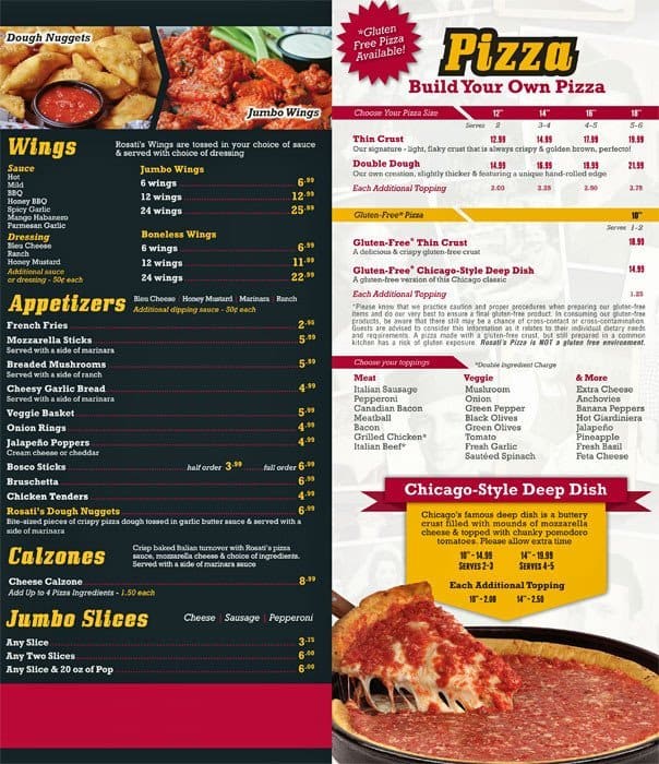 Rosati #39 s Pizza Menu Menu for Rosati #39 s Pizza Libertyville Chicago