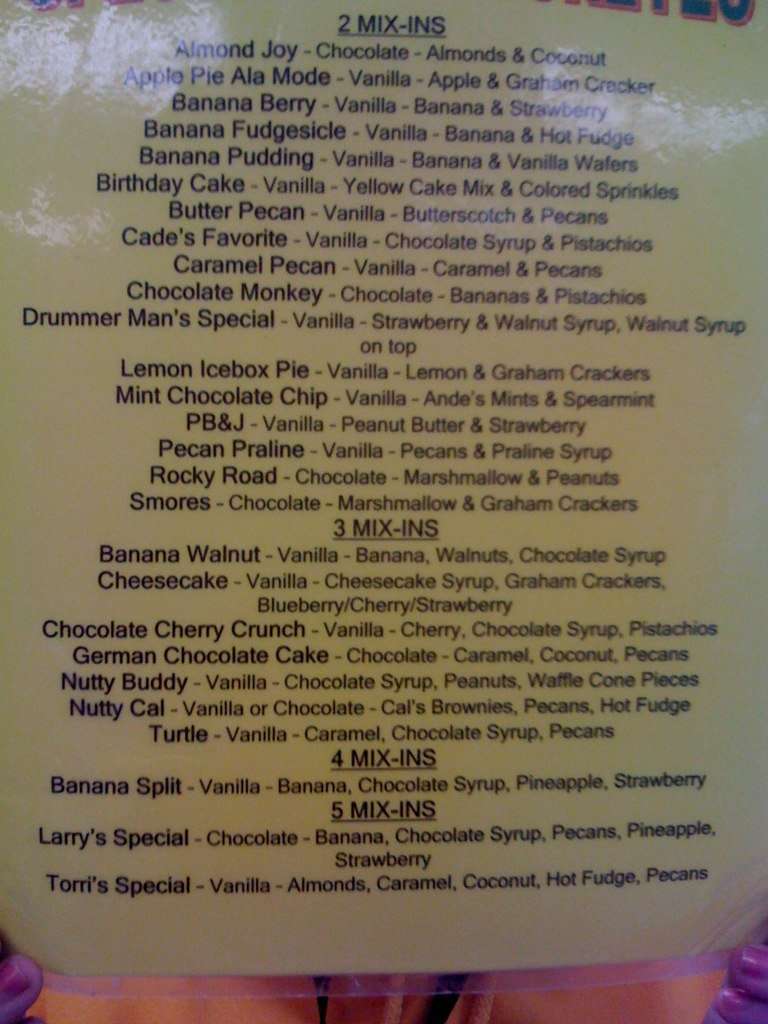 Menu at Cade's Frozen Custard desserts, Gonzales