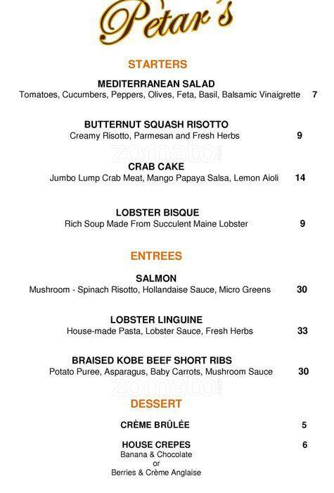Petar S Restaurant Menu For Bonita Springs Petar S Restaurant Bonita Springs Menu