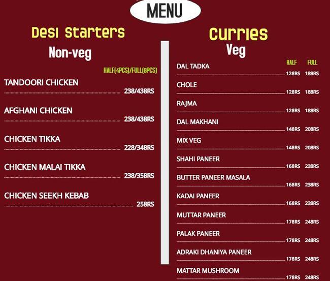 Menu of Meal X, Hajipur, Noida