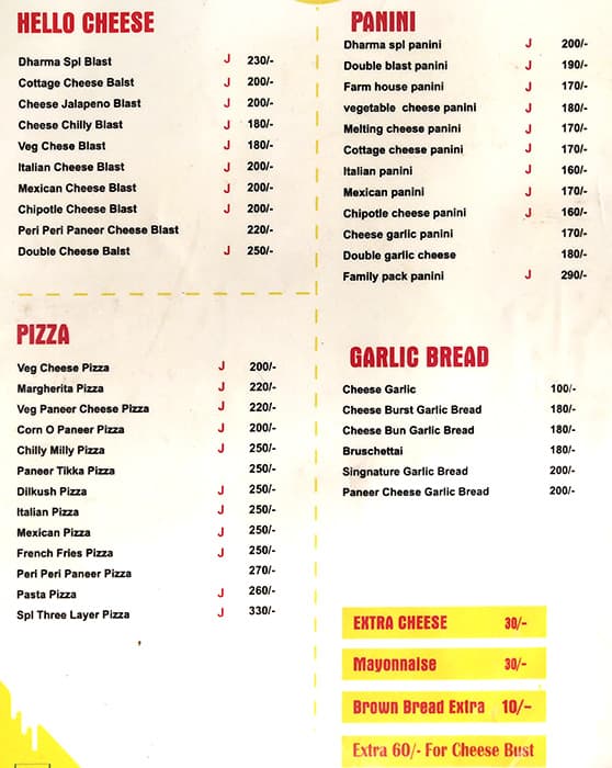 Dharma's Sandwich menu