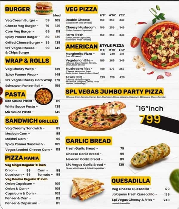 Menu of Vegas Cafe, Nakodar Road, Jalandhar