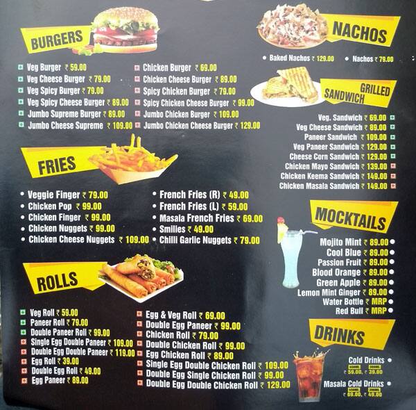 Menu at The Bun Street, Kanpur, F8J8+RXX