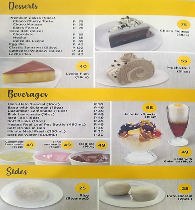 goldilocks bakery menu