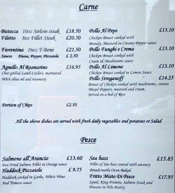 Al Fresco menu