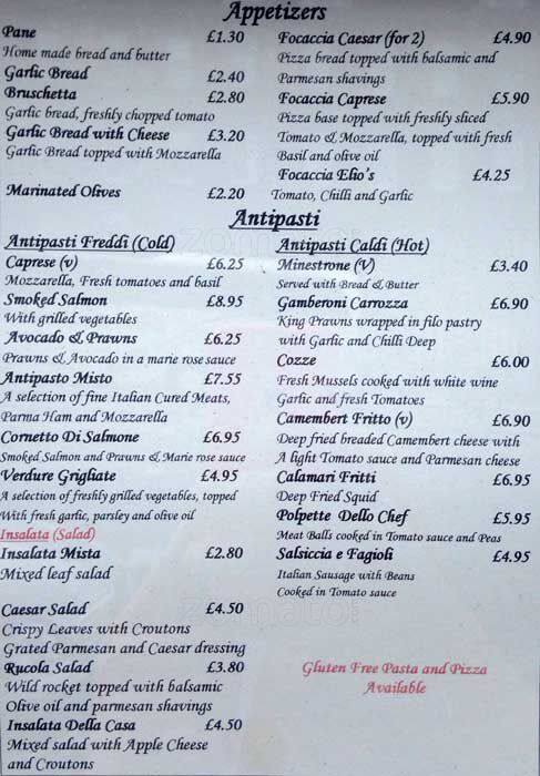 Al Fresco menu