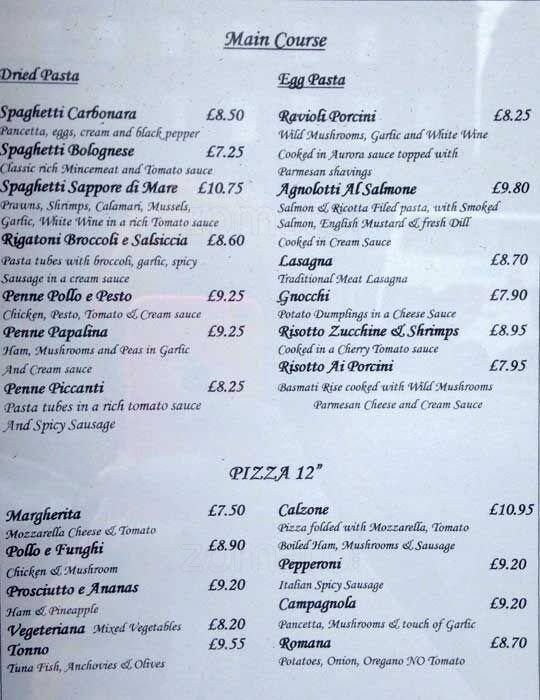 Al Fresco menu