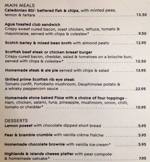 Agua menu