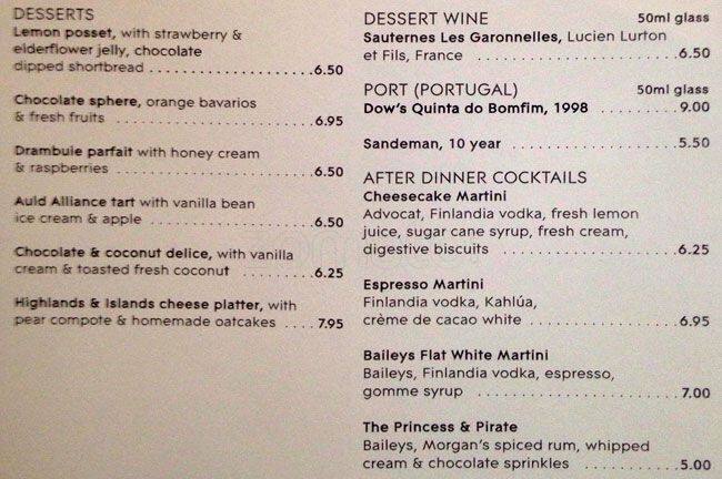 Agua menu