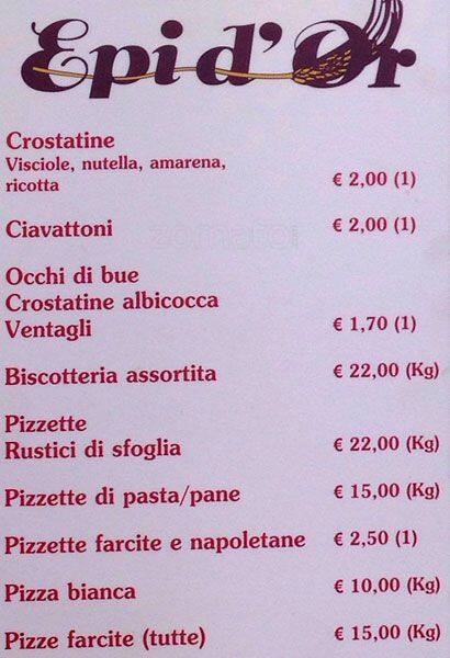 Menu di La Casa Del Pane Roma 