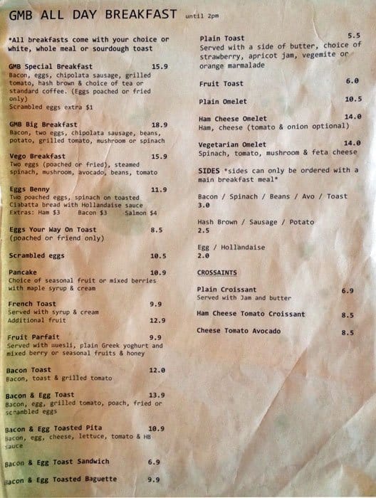 Guildford Milk Bar Menu, Menu for Guildford Milk Bar, Guildford, Perth