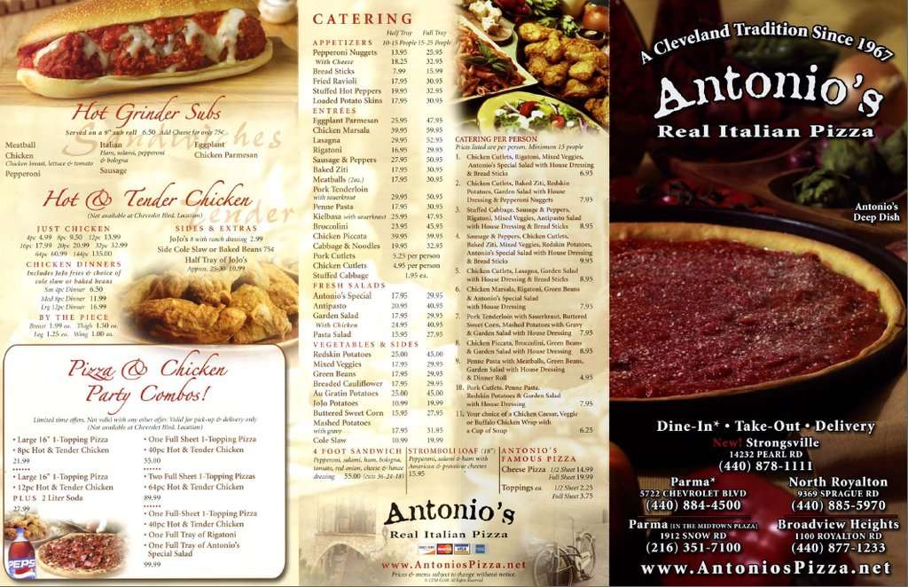 Antonio S Real Italian Pizza Menu