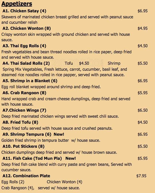 Menu At THAI BBQ Restaurant, Portland, SE Powell Blvd