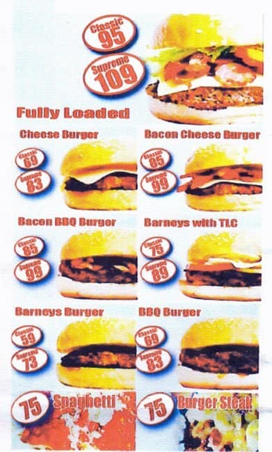 Barneys Burger Menu, Menu for Barneys Burger, San Miguel, Pasig City ...