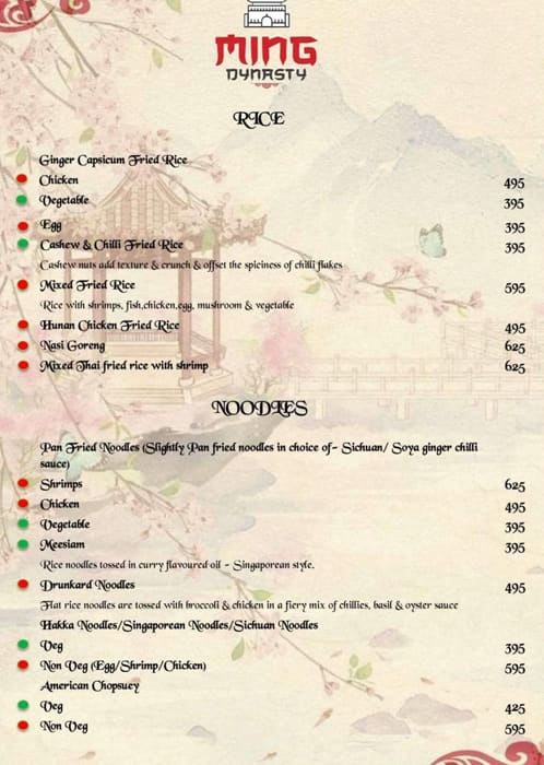 Ming dynasty deals menu