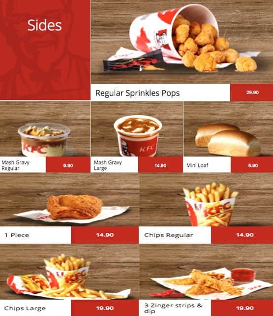 Speisekarte von KFC restaurant, Johannesburg, Louis Botha Avenue, 310