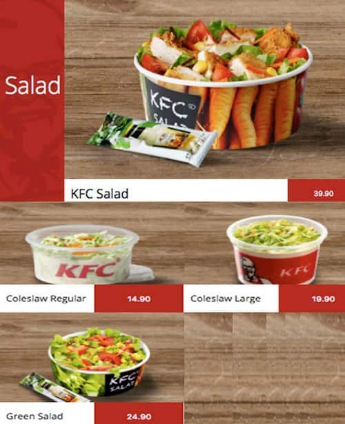 KFC Speisekarte