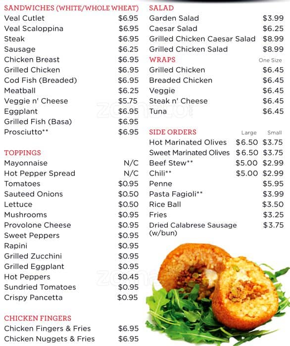 Panini Italian Sandwiches Menu Urbanspoon/Zomato