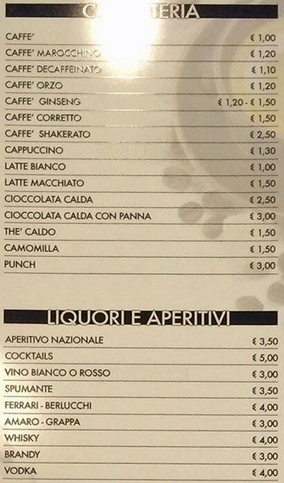 Menu di Caffé Carducci 