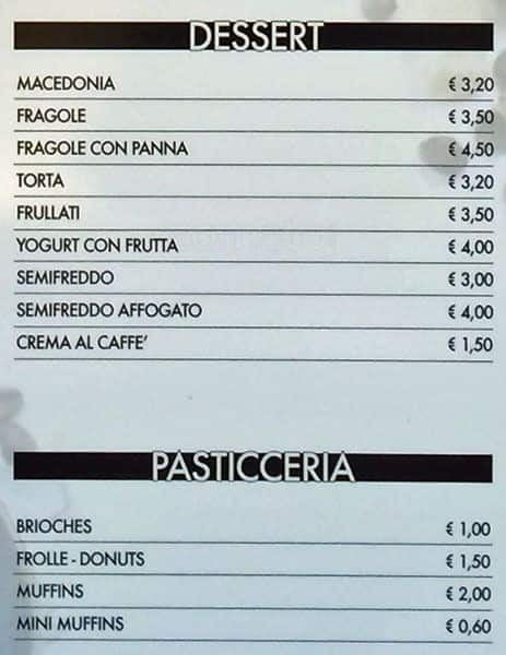 Menu di Caffé Carducci 