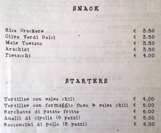 TB & B Speisekarte