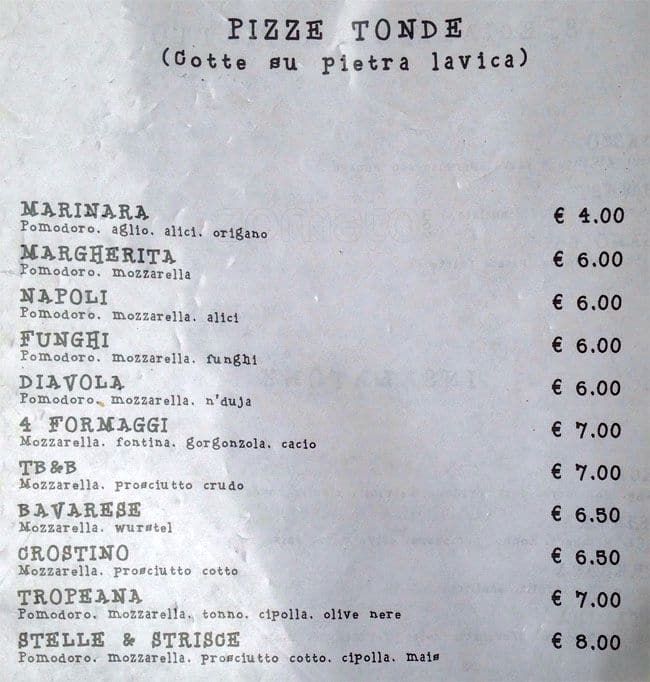 TB & B Speisekarte
