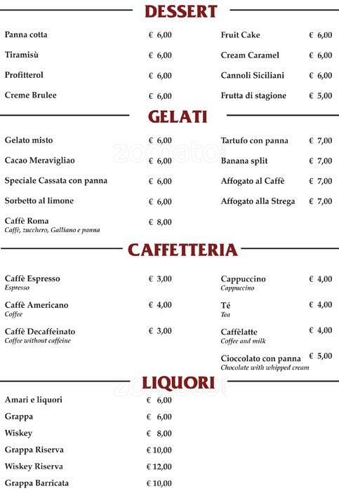 Menu di Vacanza Romana 
