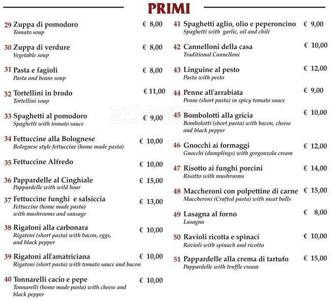 Menu di Vacanza Romana 